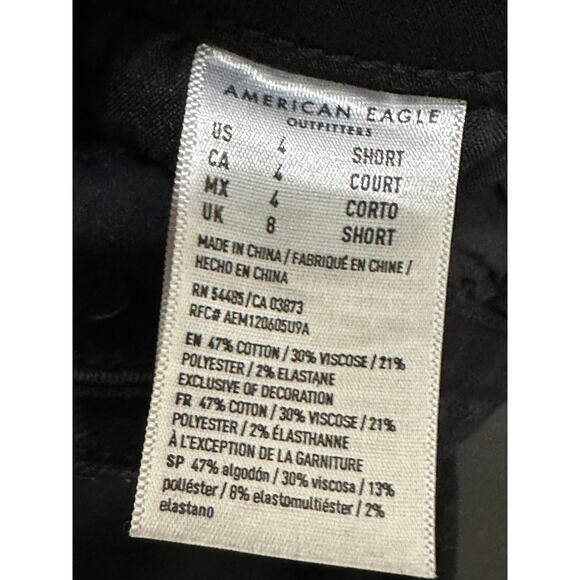 American Eagle AEO Jeans Women 4 SHORT Black Jeggings Zip Fly Cotton Blend Denim - Picture 7 of 9